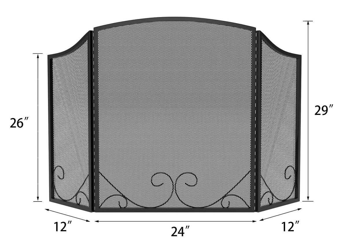 Black Wrought Iron Fireplace Screen C271