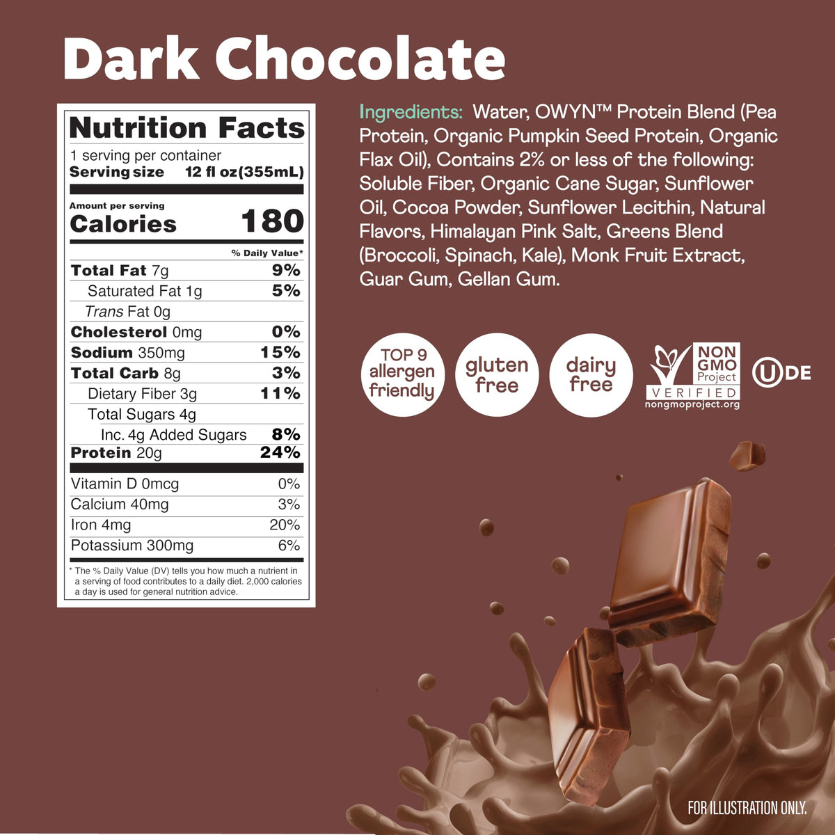 Dark Chocolate 20g Protein Shake, 12 Ct K24682