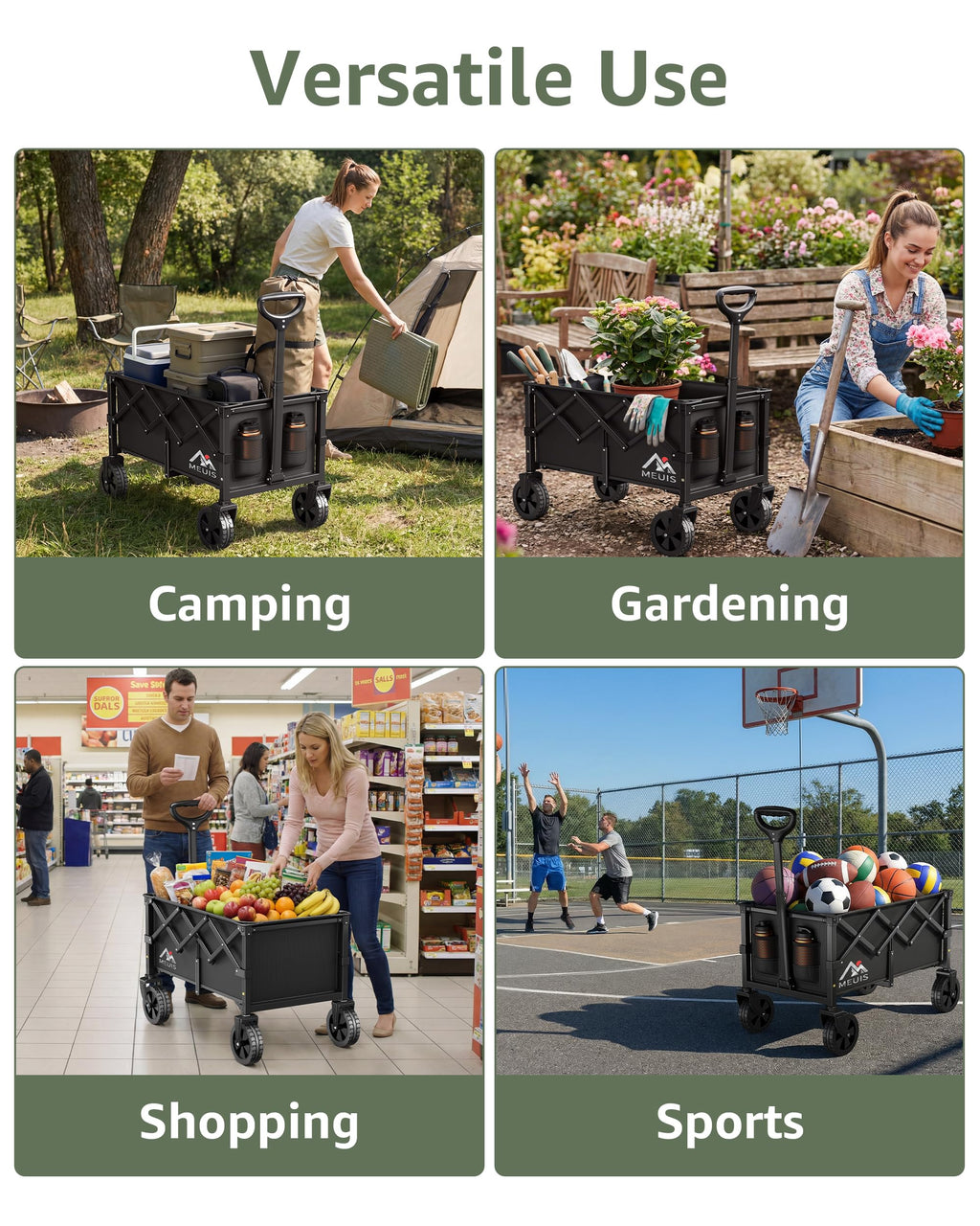Collapsible Grocery Wagon Cart with Wheels A520