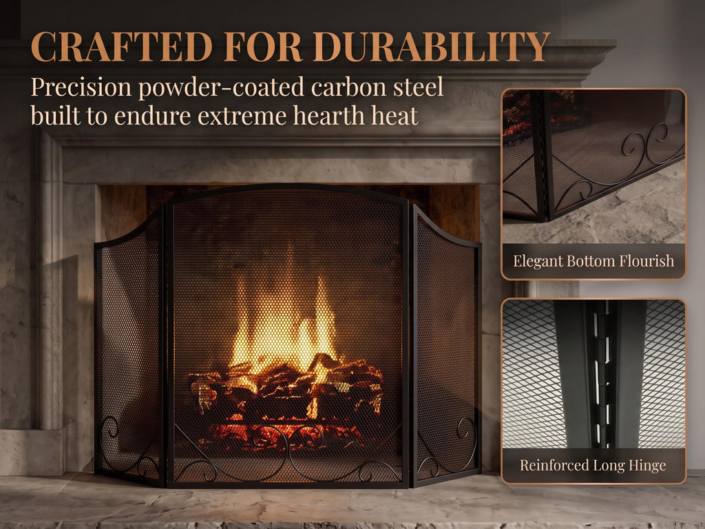 Black Wrought Iron Fireplace Screen C271