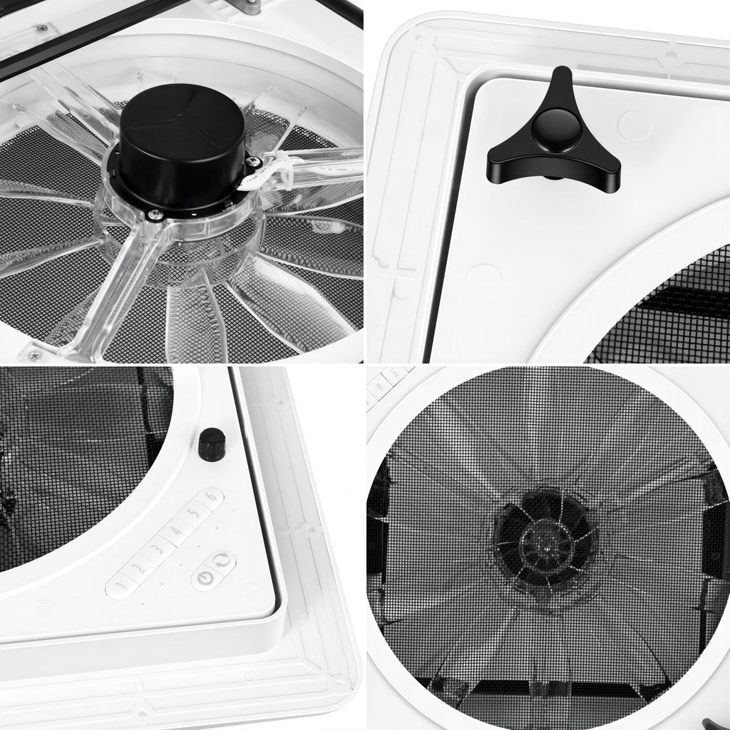 RV Roof Vent Fan 6-Speed-Reversible White Z677