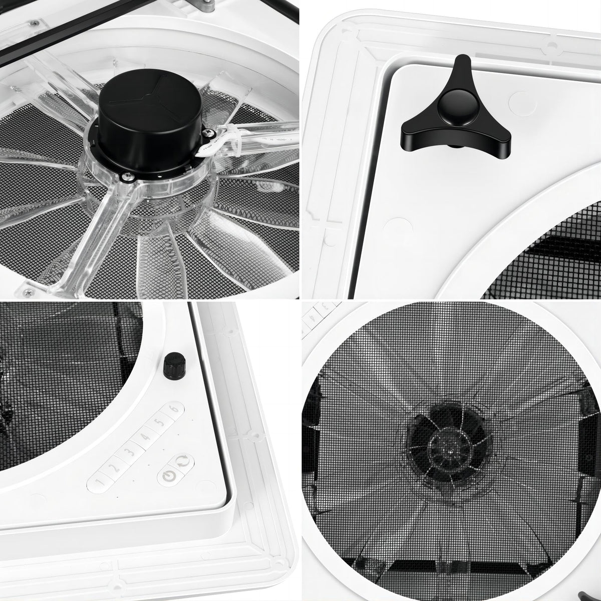 RV Roof Vent Fan 6-Speed-Reversible White Z677