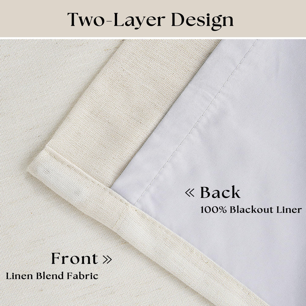 90 Inch Pinch Pleated Linen 100% Blackout Curtains 2 Panels F179019