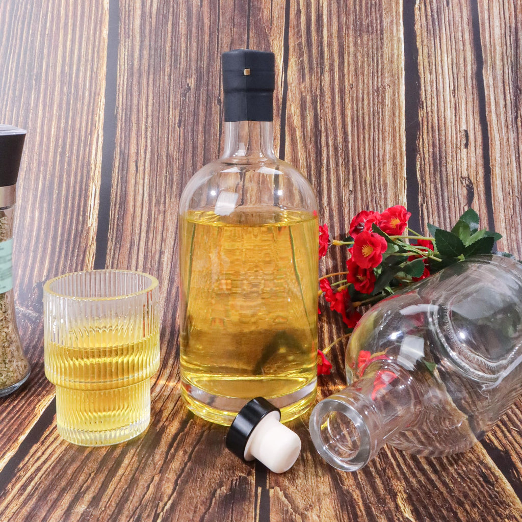 4 Pack 25oz Clear Glass Bottles with Cork Lids N34356