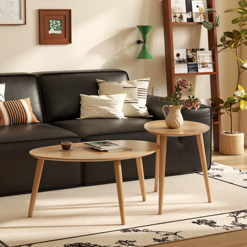 Small Oval Solid Wood Coffee Table P81374
