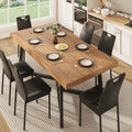 7 Pcs 71 inch Farmhouse Dining Table with Chairs Set for 6 Walnut E1415