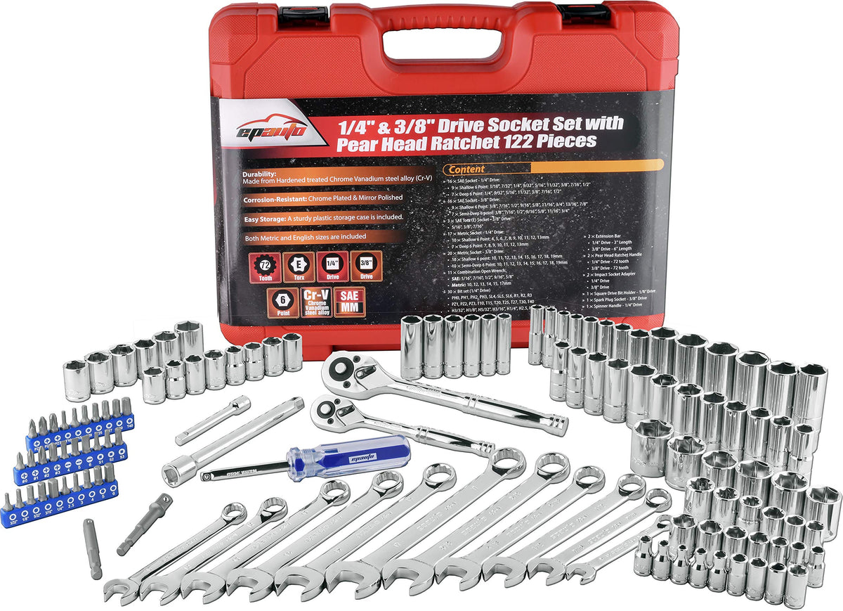 122 Pcs Mechanics Tool Set SAE/Metric F60742
