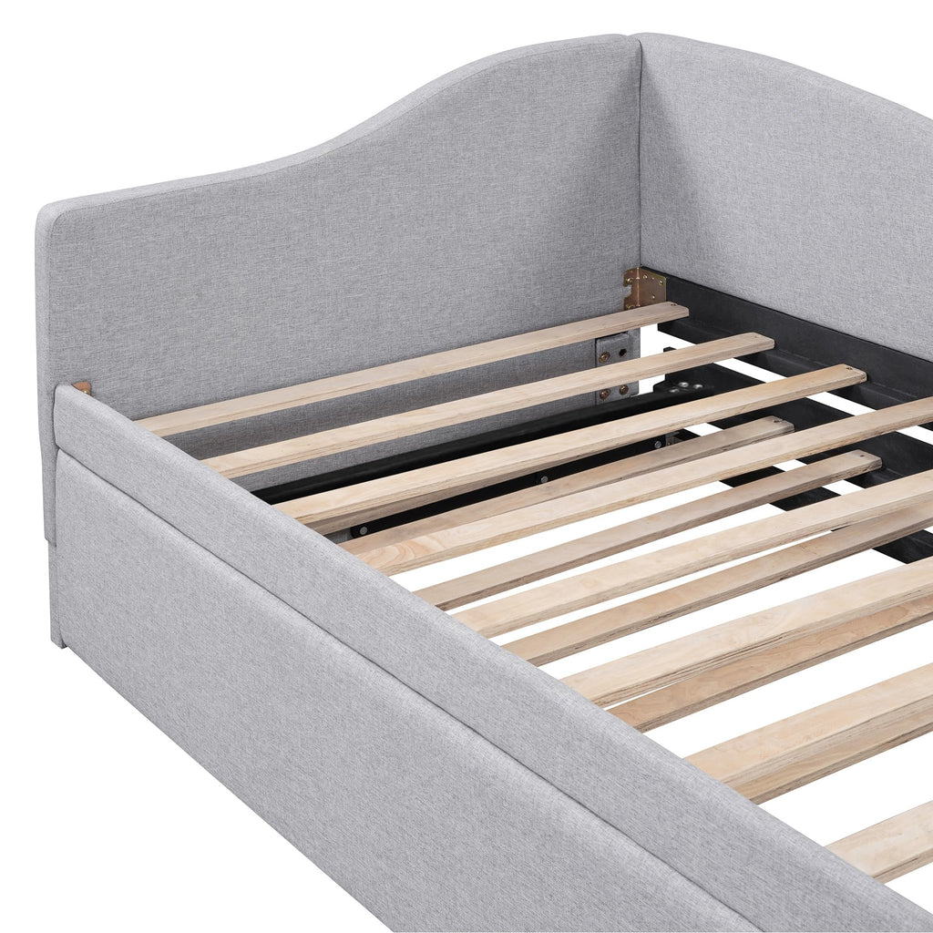 Twin Size Linen Upholstered Daybed with Pop up Trundle U552