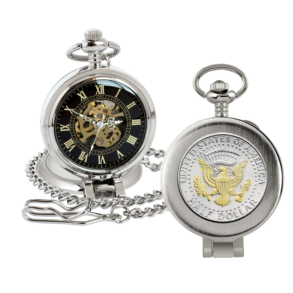 U.S. Coin Pocket Watch with Skeleton Movement V2715